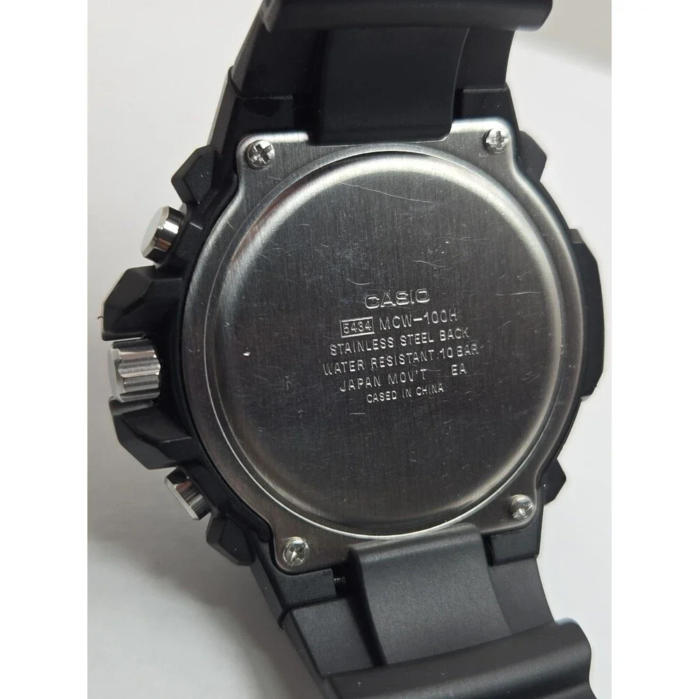 Casio Mens Black 50mm Chronograph Date 100M Sports Watch New Battery